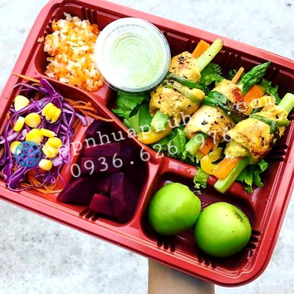 HỘP CƠM 5 NGĂN ĐỎ ĐEN